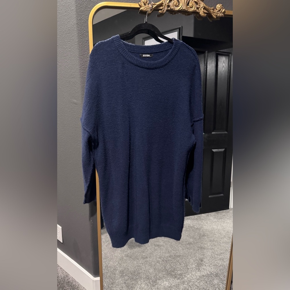 Navy Blue Oversized Sweater Dress